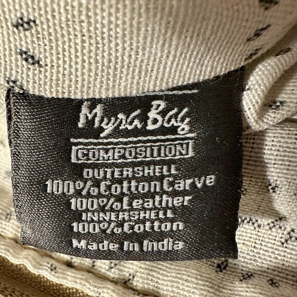 Myra Bag Backpack Brown Leather Canvas Macrame Textile Tote Boho Up Cycle Bag - Picture 3 of 16